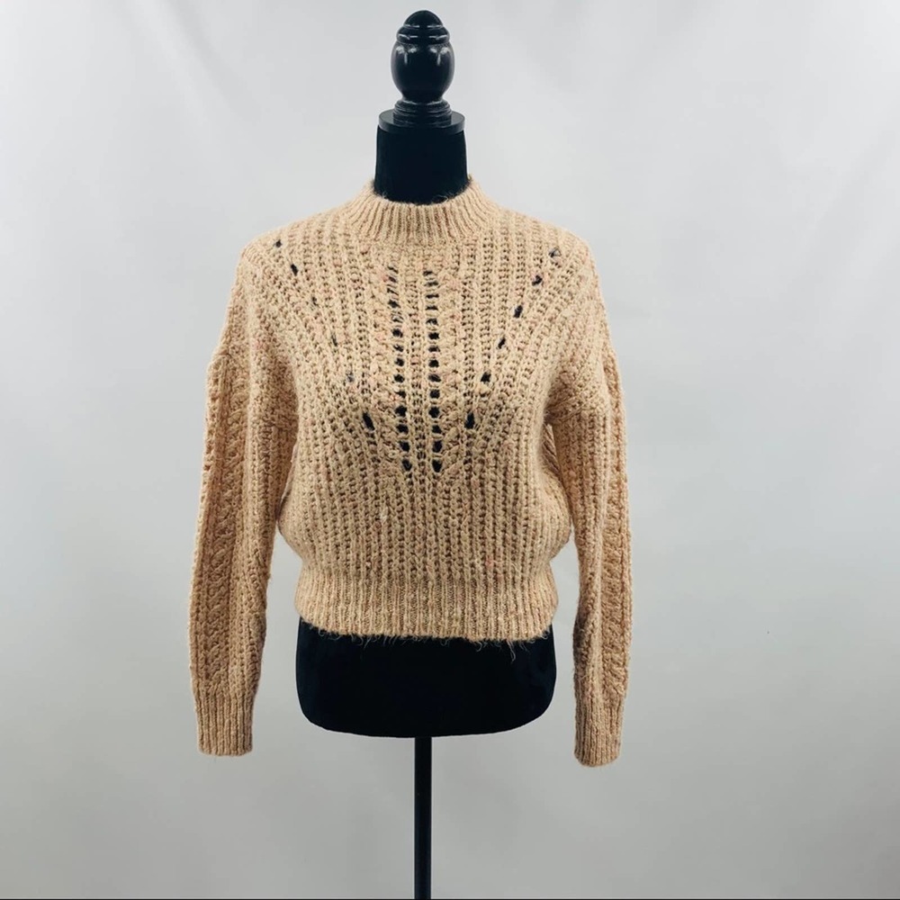 Topshop Mock Neck Pullover Airy Open Stitching - Picture 6 of 12
